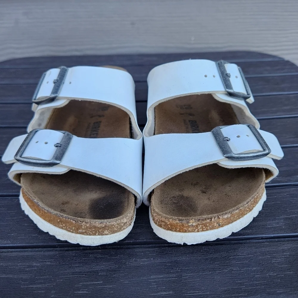 Birkenstock Arizona Kids White Sandals Shoes Kids Girls Size 28